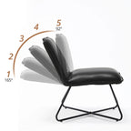 Fauteuil d'appoint en similicuir orange/blanc/noir avec dossier réglable, une place