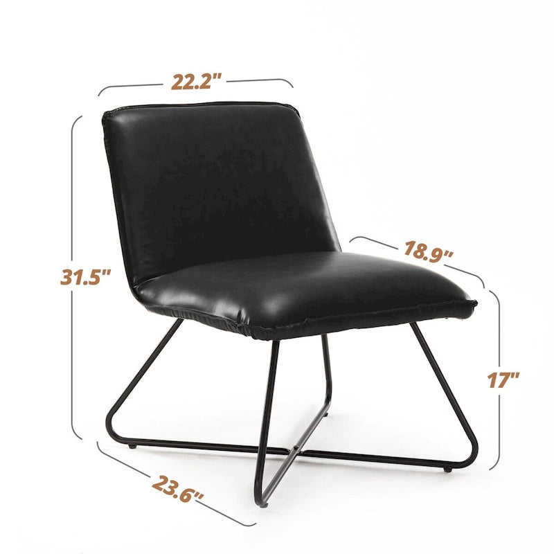 Fauteuil d'appoint en similicuir orange/blanc/noir avec dossier réglable, une place
