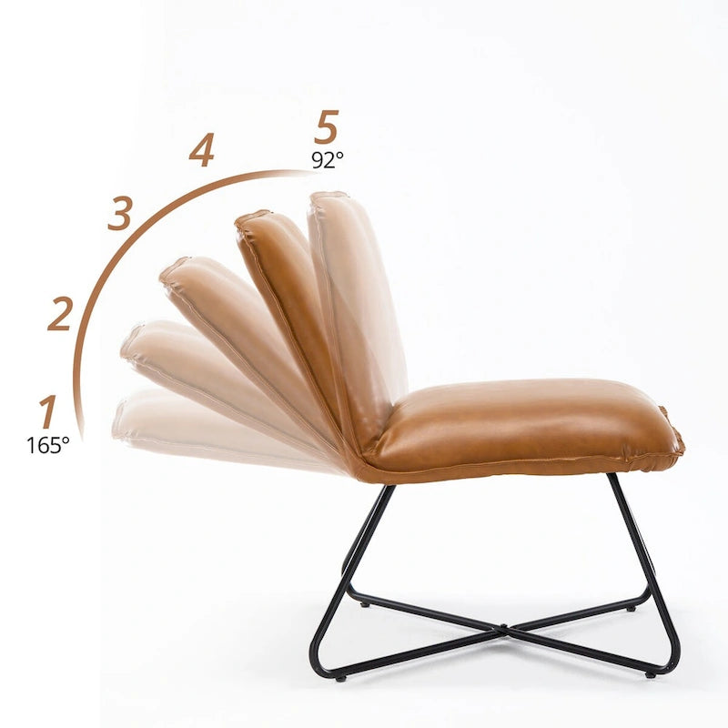 Fauteuil d'appoint en similicuir orange/blanc/noir avec dossier réglable, une place