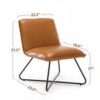 Fauteuil d'appoint en similicuir orange/blanc/noir avec dossier réglable, une place