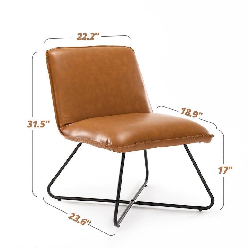 Fauteuil d'appoint en similicuir orange/blanc/noir avec dossier réglable, une place