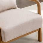Fauteuil d'appoint en lin blanc/vert/marron avec pieds en bois, 1 place, oreiller inclus