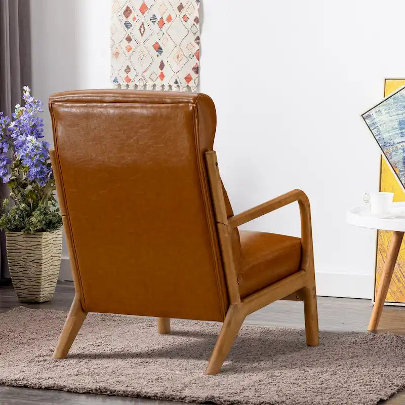 Fauteuil d'appoint en lin blanc/vert/marron avec pieds en bois, 1 place, oreiller inclus