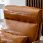 Fauteuil d'appoint en lin blanc/vert/marron avec pieds en bois, 1 place, oreiller inclus