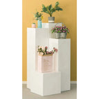 Présentoir Piédestal Carré Blanc – Simple, 4 Tailles