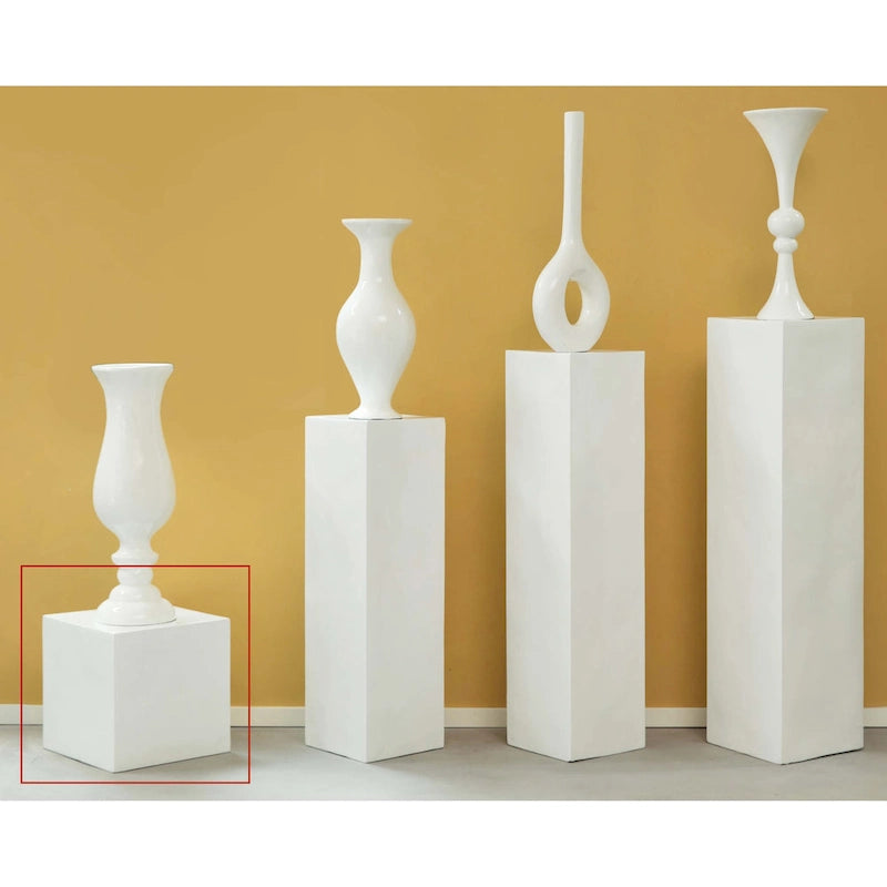 Présentoir Piédestal Carré Blanc – Simple, 4 Tailles