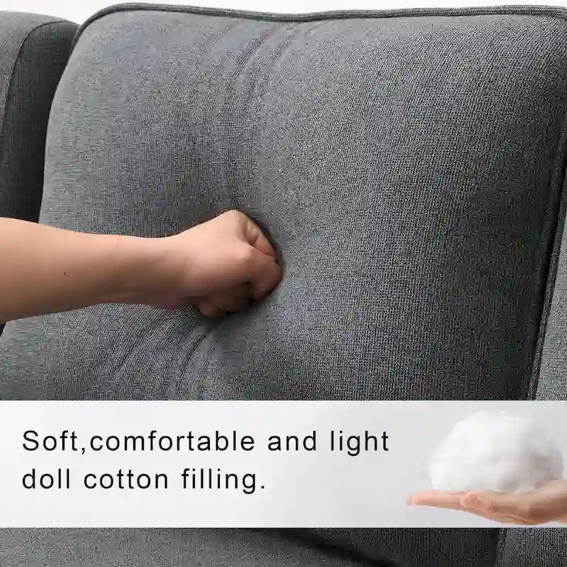 Canapé 4 places en tissu de lin moderne avec poches accoudoirs – Gris clair / Beige / Gris foncé