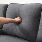 Canapé 4 places en tissu de lin moderne avec poches accoudoirs – Gris clair / Beige / Gris foncé