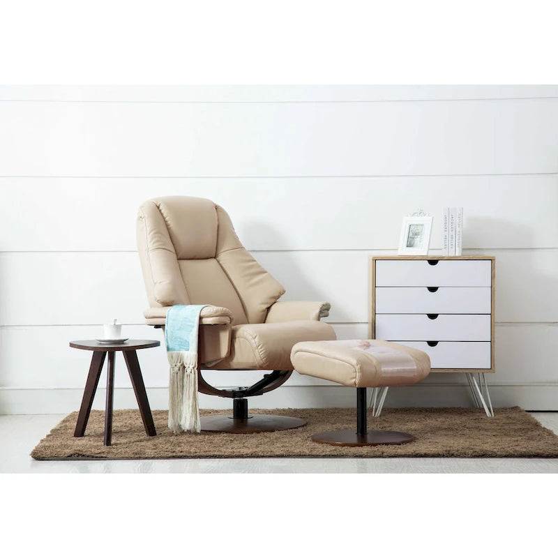 Fauteuil inclinable pivotant avec ottoman, 1 place, anthracite/crème