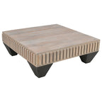 Table basse carrée en bois de manguier gris – Faite à la main, 2 places
