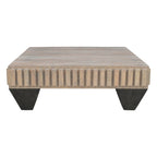 Table basse carrée en bois de manguier gris – Faite à la main, 2 places