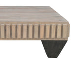 Table basse carrée en bois de manguier gris – Faite à la main, 2 places
