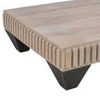 Table basse carrée en bois de manguier gris – Faite à la main, 2 places