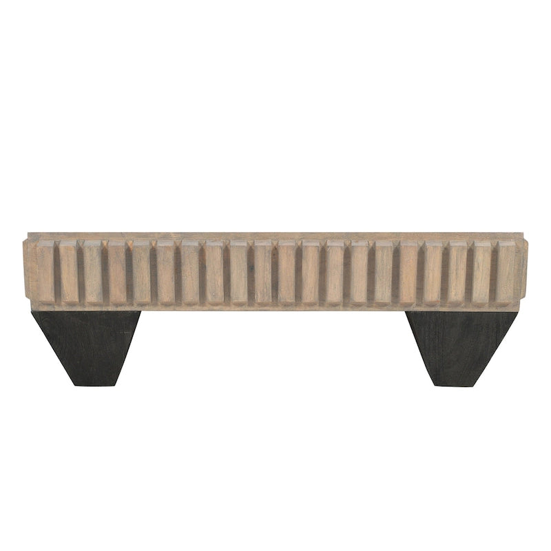 Table basse carrée en bois de manguier gris – Faite à la main, 2 places