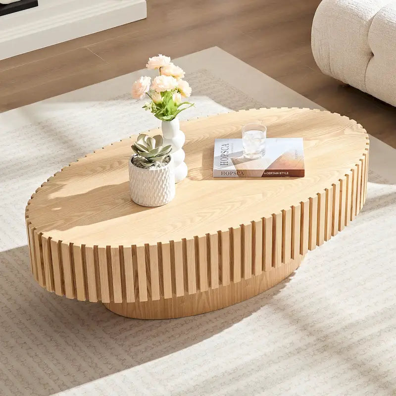 Table basse ronde Tambour | Frêne naturel / Noyer / Noir | Unique