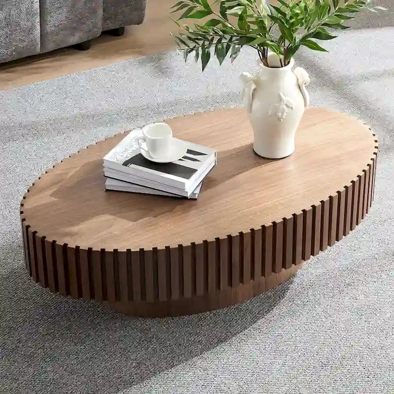 Table basse ronde Tambour | Frêne naturel / Noyer / Noir | Unique