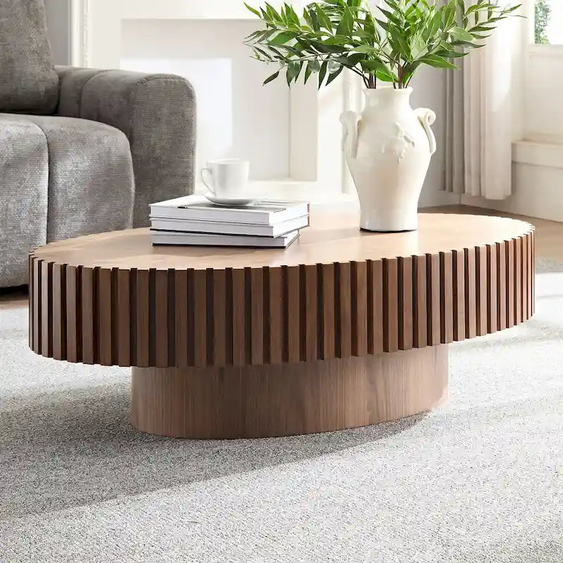 Table basse ronde Tambour | Frêne naturel / Noyer / Noir | Unique
