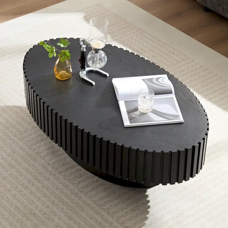 Table basse ronde Tambour | Frêne naturel / Noyer / Noir | Unique