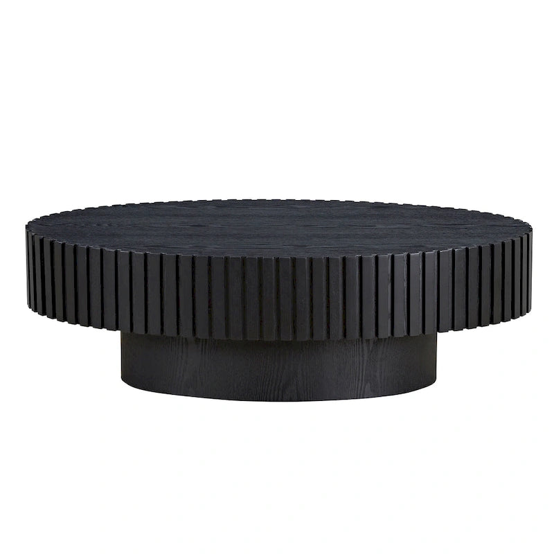 Table basse ronde Tambour | Frêne naturel / Noyer / Noir | Unique