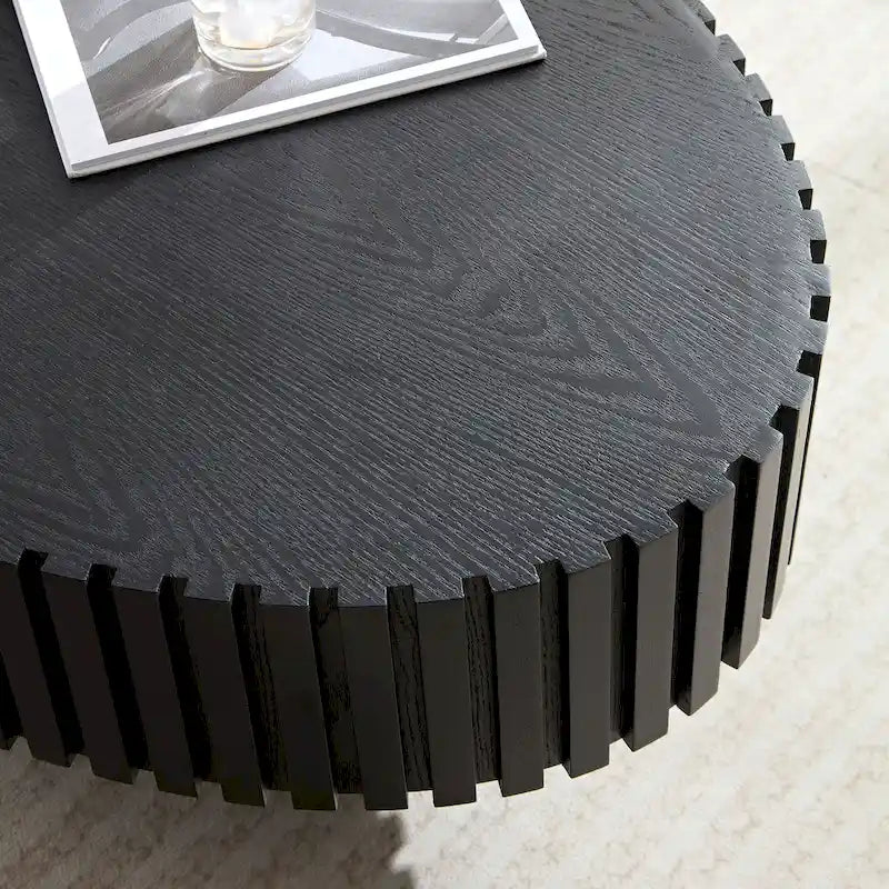Table basse ronde Tambour | Frêne naturel / Noyer / Noir | Unique