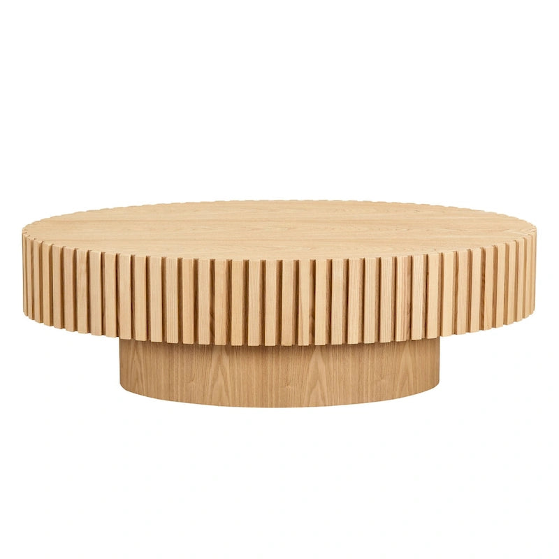 Table basse ronde Tambour | Frêne naturel / Noyer / Noir | Unique