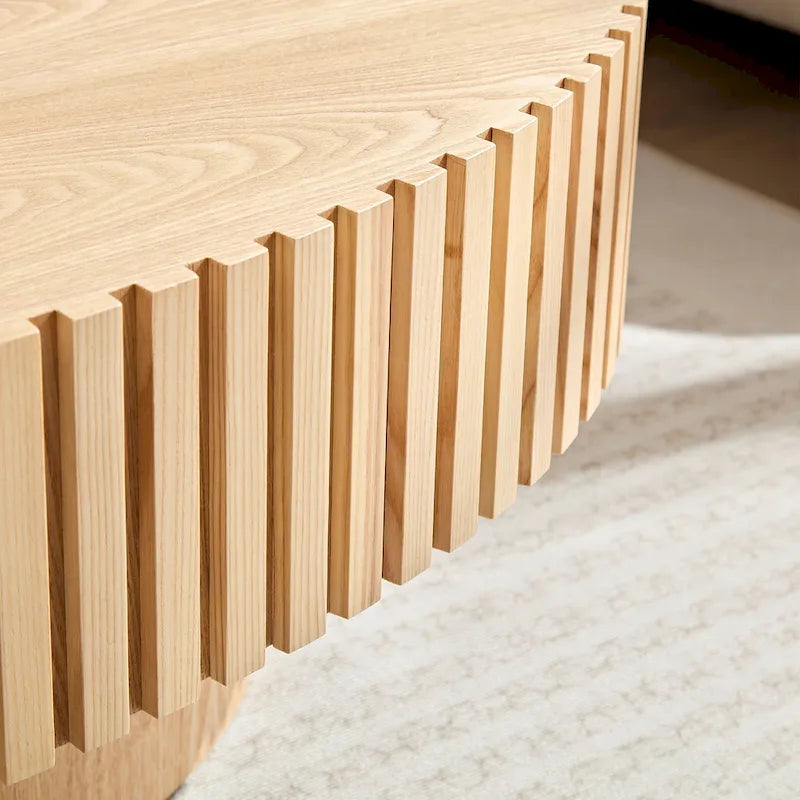 Table basse ronde Tambour | Frêne naturel / Noyer / Noir | Unique