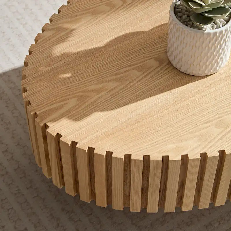 Table basse ronde Tambour | Frêne naturel / Noyer / Noir | Unique