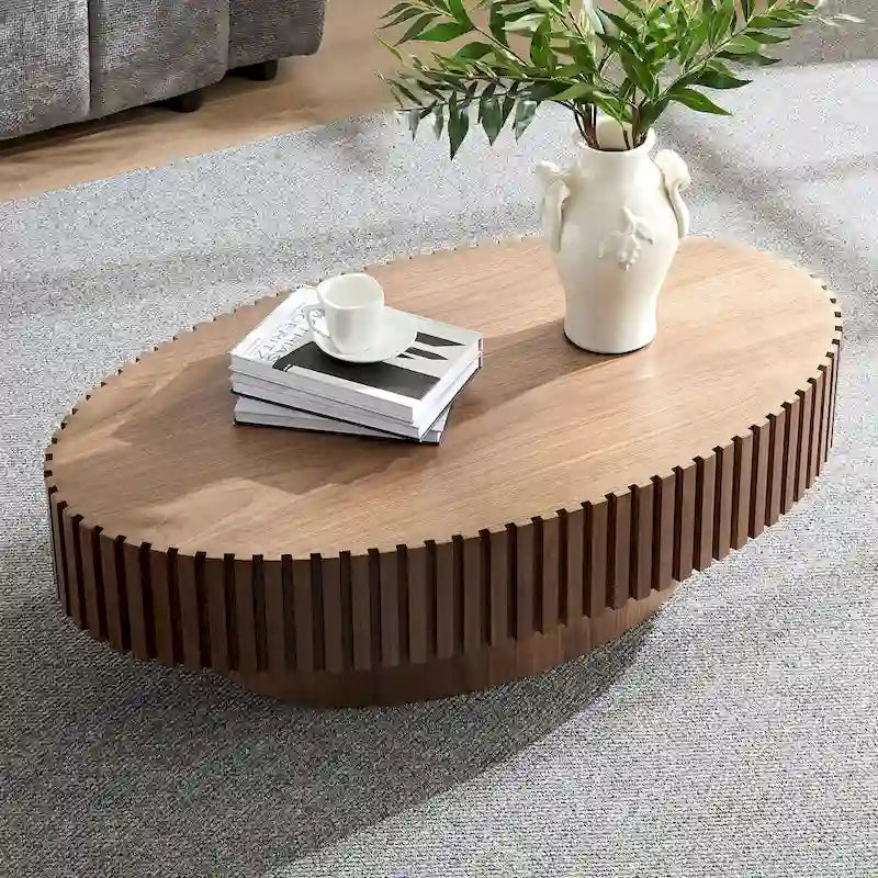 Table basse ronde Tambour | Frêne naturel / Noyer / Noir | Unique