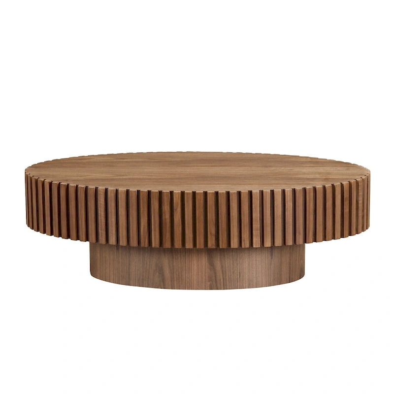 Table basse ronde Tambour | Frêne naturel / Noyer / Noir | Unique