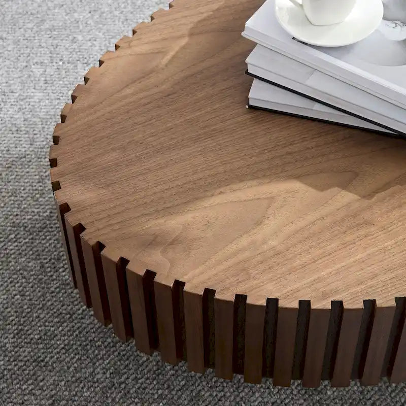 Table basse ronde Tambour | Frêne naturel / Noyer / Noir | Unique