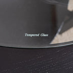 Table basse ronde noire en verre avec étagère de rangement, 2 niveaux