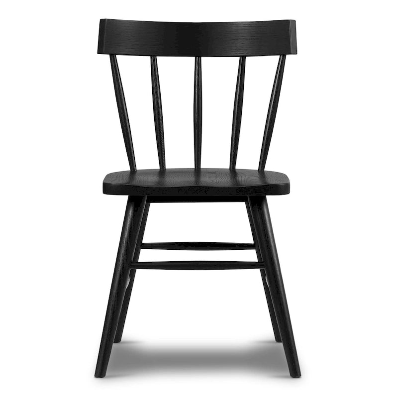 Chaise de salle à manger Windsor à dossier broches, en chêne/noir, 1 place