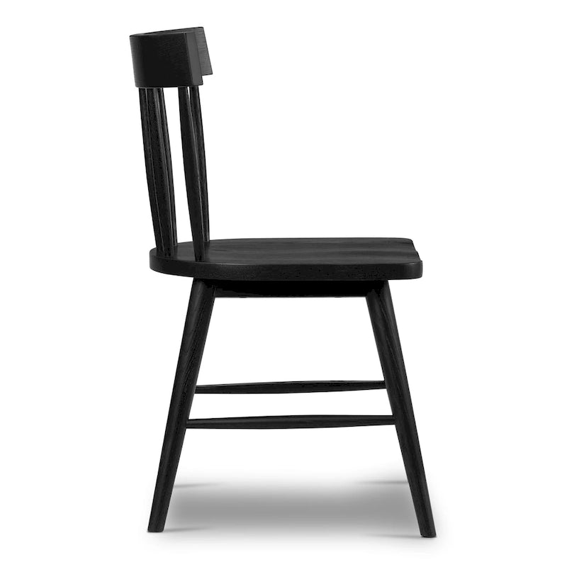 Chaise de salle à manger Windsor à dossier broches, en chêne/noir, 1 place