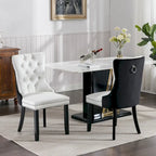 Chaise de salle à manger capitonnée en similicuir et velours avec garniture cloutée, lot de 2
