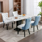 Chaise de salle à manger capitonnée en similicuir et velours avec garniture cloutée, lot de 2