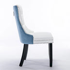 Chaise de salle à manger capitonnée en similicuir et velours avec garniture cloutée, lot de 2