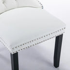 Chaise de salle à manger capitonnée en similicuir et velours avec garniture cloutée, lot de 2