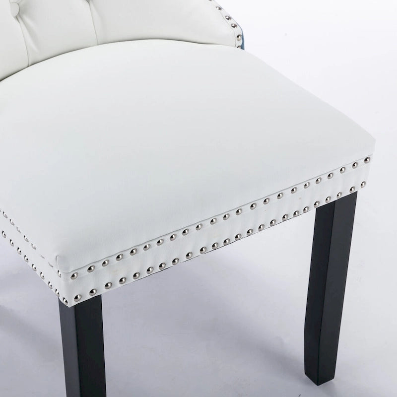 Chaise de salle à manger capitonnée en similicuir et velours avec garniture cloutée, lot de 2