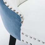 Chaise de salle à manger capitonnée en similicuir et velours avec garniture cloutée, lot de 2