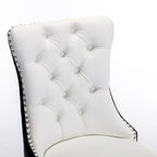Chaise de salle à manger capitonnée en similicuir et velours avec garniture cloutée, lot de 2
