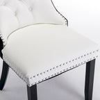 Chaise de salle à manger capitonnée en similicuir et velours avec garniture cloutée, lot de 2