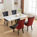 Chaise de salle à manger capitonnée en similicuir et velours avec garniture cloutée, lot de 2