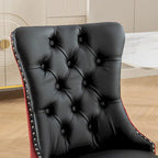 Chaise de salle à manger capitonnée en similicuir et velours avec garniture cloutée, lot de 2