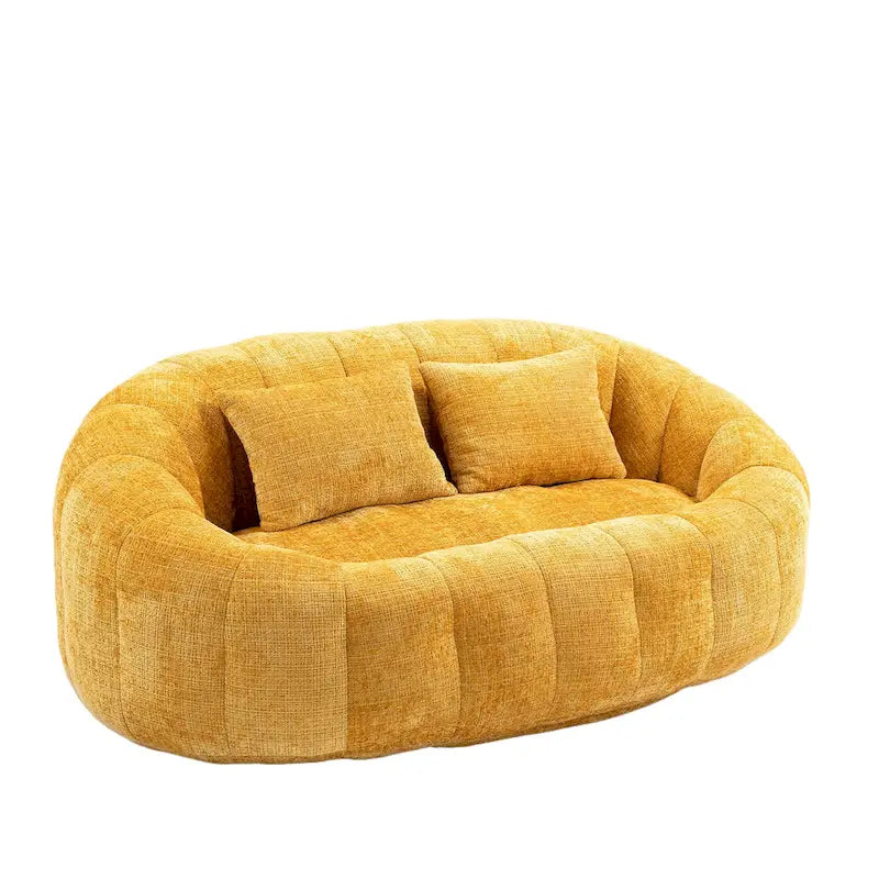 Canapé deux places sans structure en chenille – Beige / Orange / Café / Noir / Gris / Émeraude