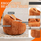 Canapé deux places sans structure en chenille – Beige / Orange / Café / Noir / Gris / Émeraude
