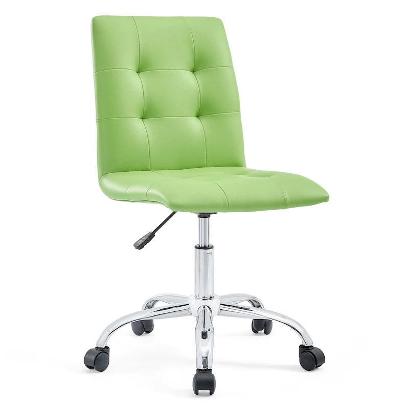 Chaise de bureau mi-haute sans accoudoirs, similicuir, simple, 8 couleurs