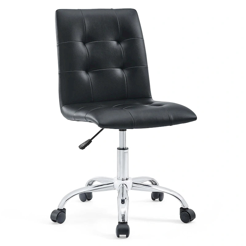 Chaise de bureau mi-haute sans accoudoirs, similicuir, simple, 8 couleurs