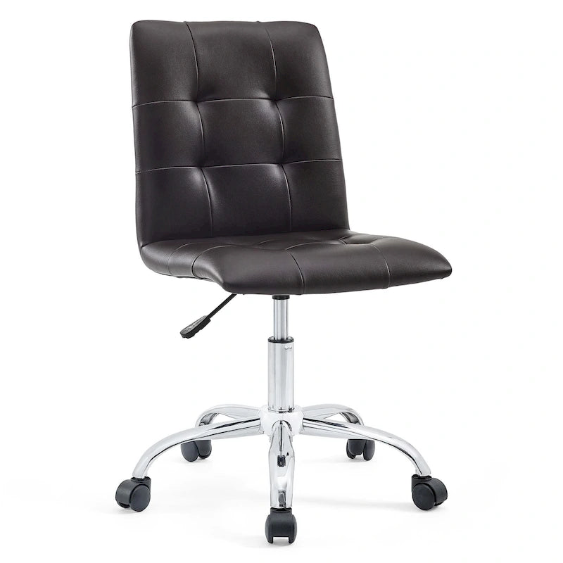 Chaise de bureau mi-haute sans accoudoirs, similicuir, simple, 8 couleurs