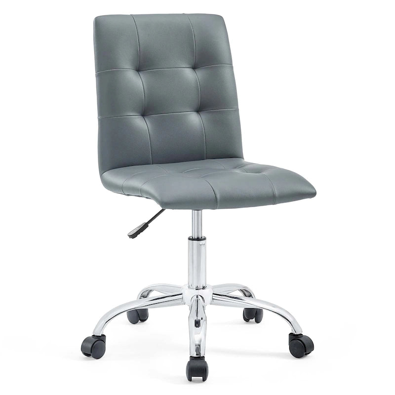 Chaise de bureau mi-haute sans accoudoirs, similicuir, simple, 8 couleurs