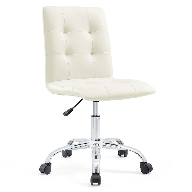 Chaise de bureau mi-haute sans accoudoirs, similicuir, simple, 8 couleurs